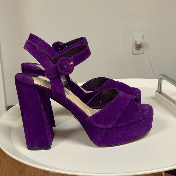 Prada Shoes - Prada Suede Platform Ankle-Strap Sandal